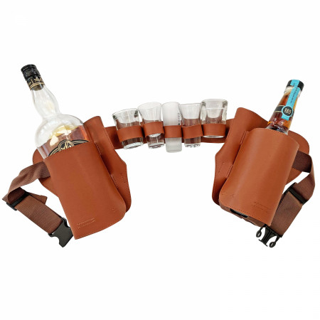 Liquor Holsters with Shot Glass Holder Brown Belt WearYourBeer
